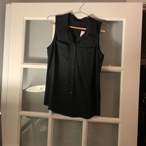 Black sheer button down tank top. NWT